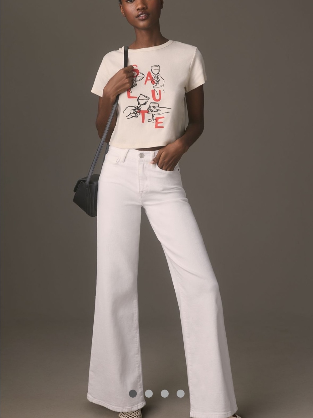 Frame le slim palazzo Wide Leg White Jeans - White Women Jeans